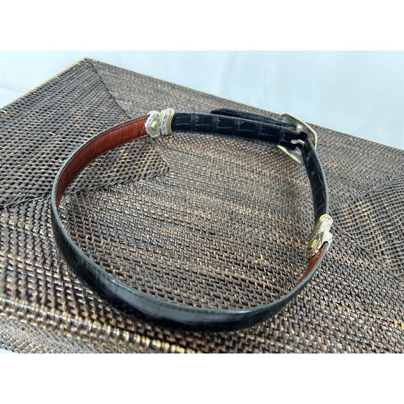 Brighton Reversible Belt Women's Brown/Black Croc Leather Gold Metal Buckle 30 - Picture 3 of 7